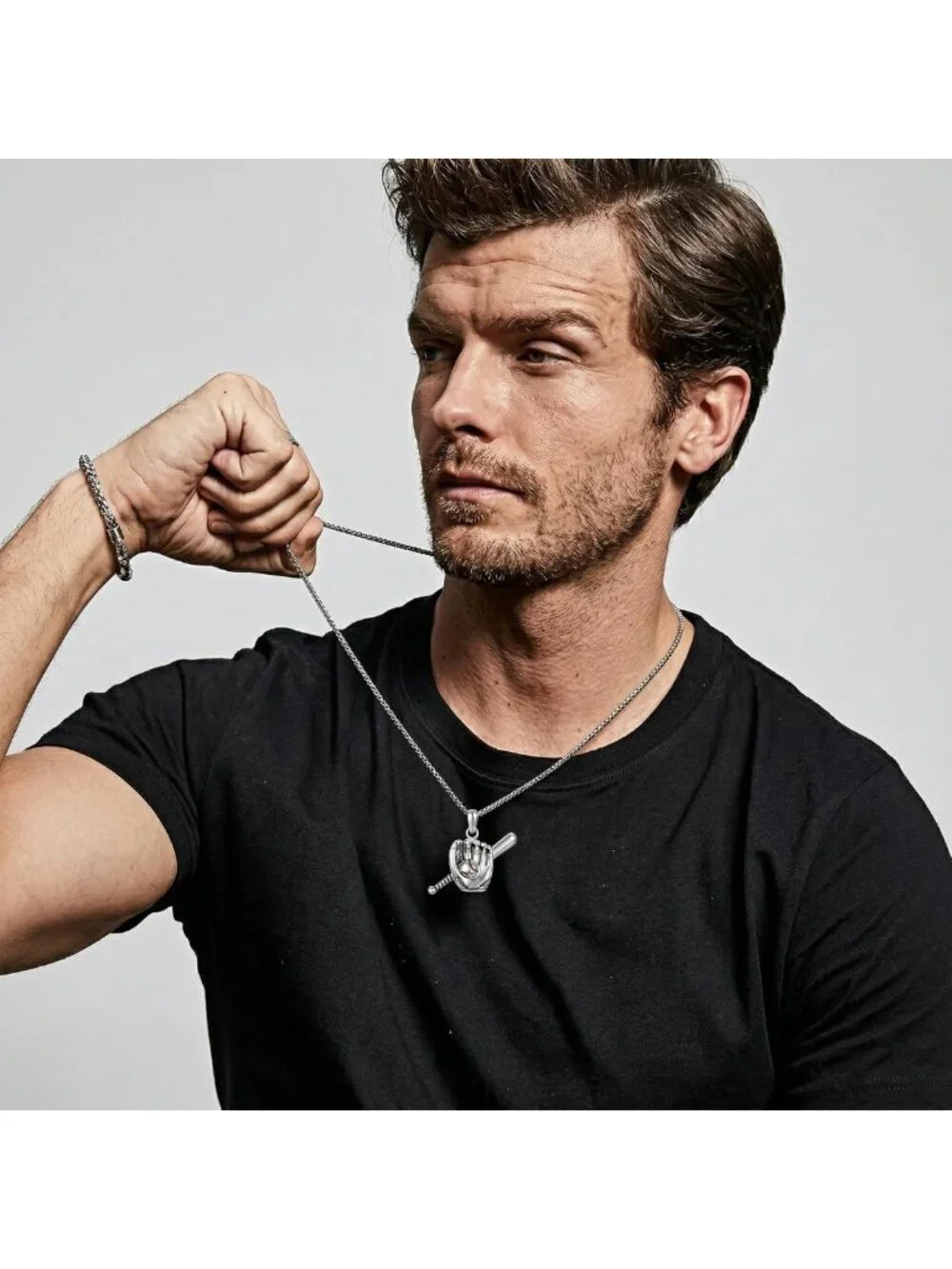 Baseball Necklace for Men - 18K White Gold Pendant Jewelry Gift for Athletes